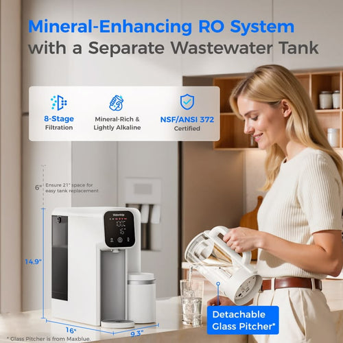 Waterdrop M6SL | Countertop RO Water Filter with Glass Pitcher